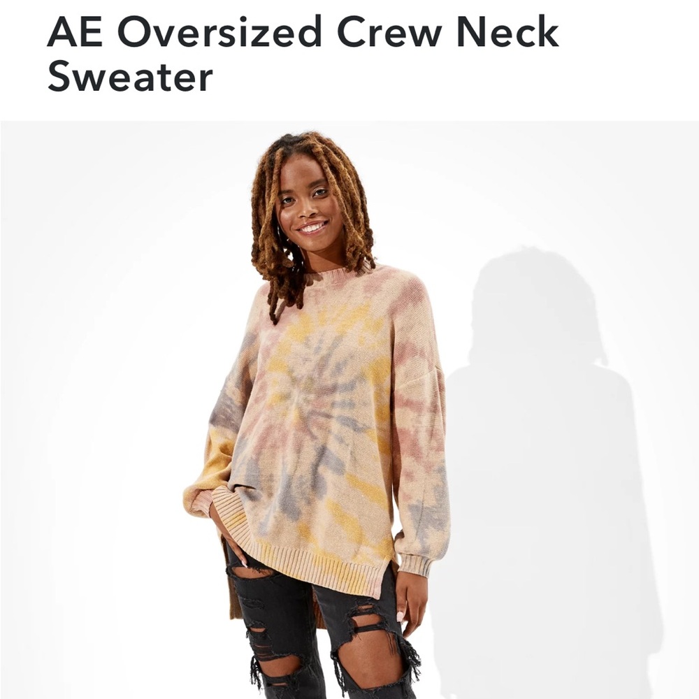 American Eagle Outfitters Tie-Dye Sweater - Cream, Pink, Yellow, Blue